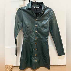 Green leather dress